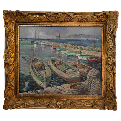 Matin lumineux sur le port - Huile sur toile - F.Vitrolles