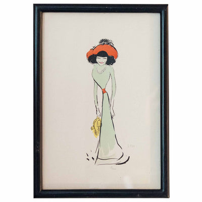 L’élégante au chapeau rouge - Lithographie - SEM (1863–1934)