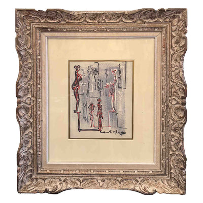 Figures dressées - Encre et aquarelle - Attribuée à C.Jaffe