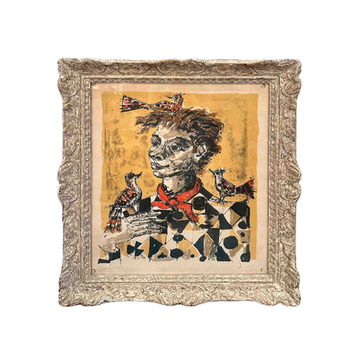 L’homme aux oiseaux - Lithographie - P.Aizpiri