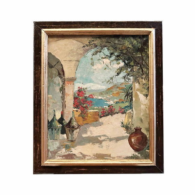 Terrasse sur la Méditerranée - Huile sur toile