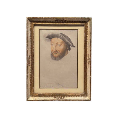 François Ier - Mine de plomb et rehauts de pastel sur papier - Portrait d’après Clouet – Fin XIXe siècle