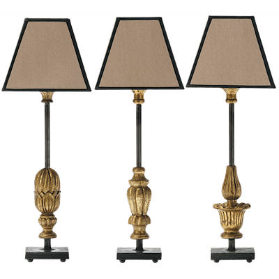 Insolite Lampe en bois dorée (set de 3) sans abat-jour