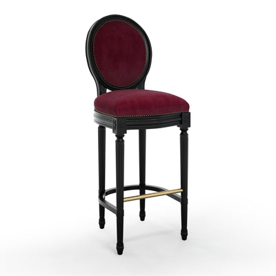Figeac Chaise de bar cloutée patine Ebène