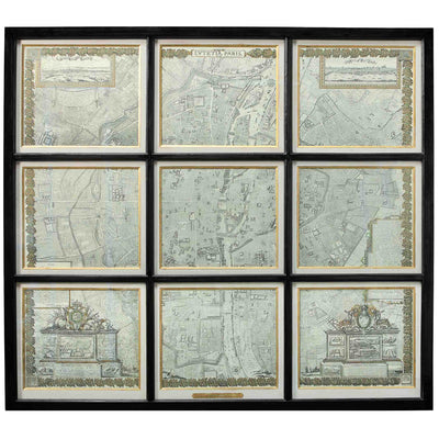 Grand plan de Paris Gravure encadrée