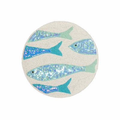 Poissons Set de table rond perlé Grand Modèle