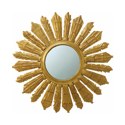 Soleil Miroir rond en bois doré