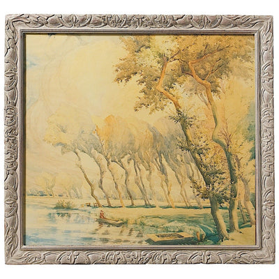 La femme à la barque Gravure encadrée