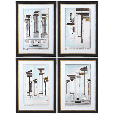 Esquisse Colonne Gravure encadrée (série de 4)
