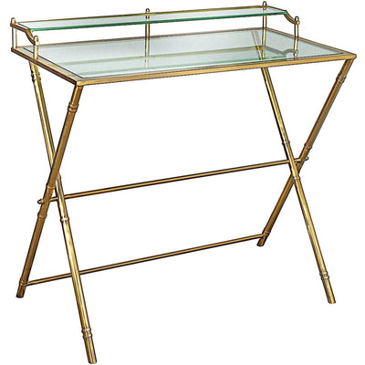 Bourgogne Bureau en métal plateau en verre