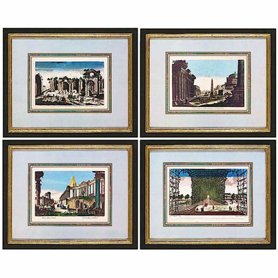 Vue d'optique Gravure encadrée (série de 4)
